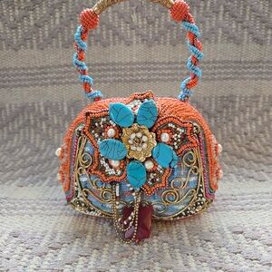 Mary Frances, Orange and Turquoise Clutch